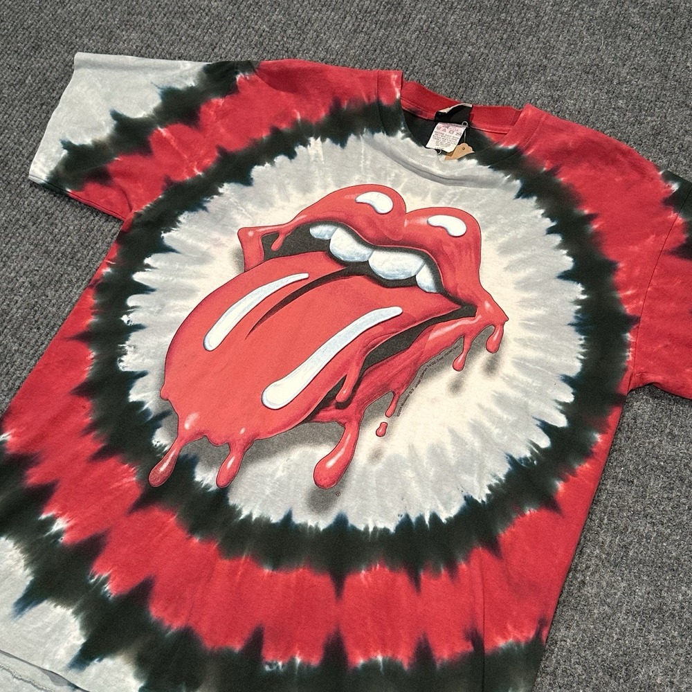 Vintage The Rolling Stones 2004 Liquid Blue‎ Tie Dye L T-Shirt Mouth